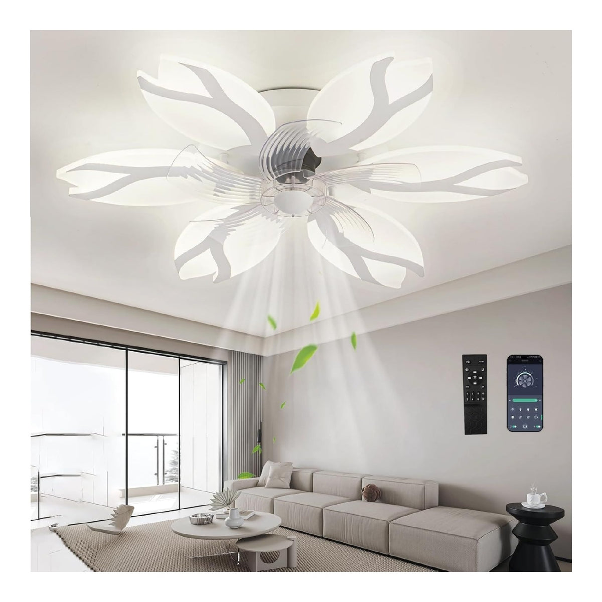 Ventilatore da soffitto con luce dimmerabile regolabile bianco Ventilatore Soffitto Reversibile Luce