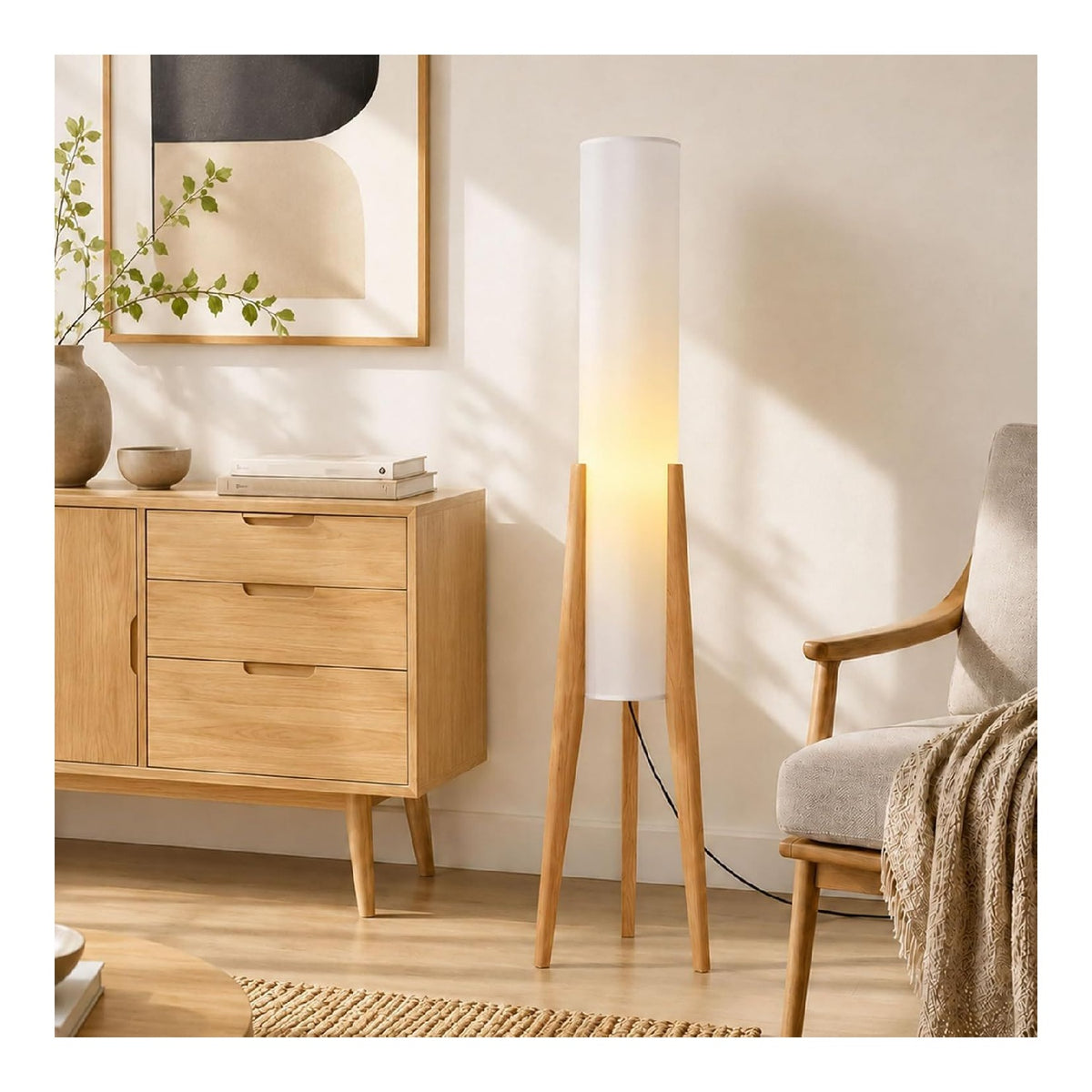 Piantana da soggiorno stile minimalista bianco