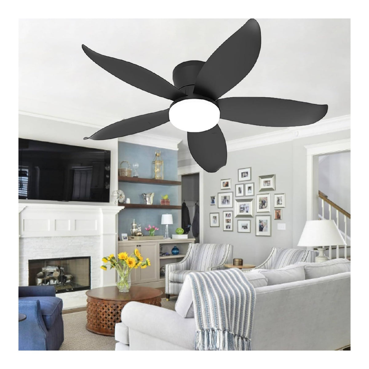 Ventilatore da soffitto con luce dimmerabile regolabile nero Inrosy Ventilatore Soffitto Luce