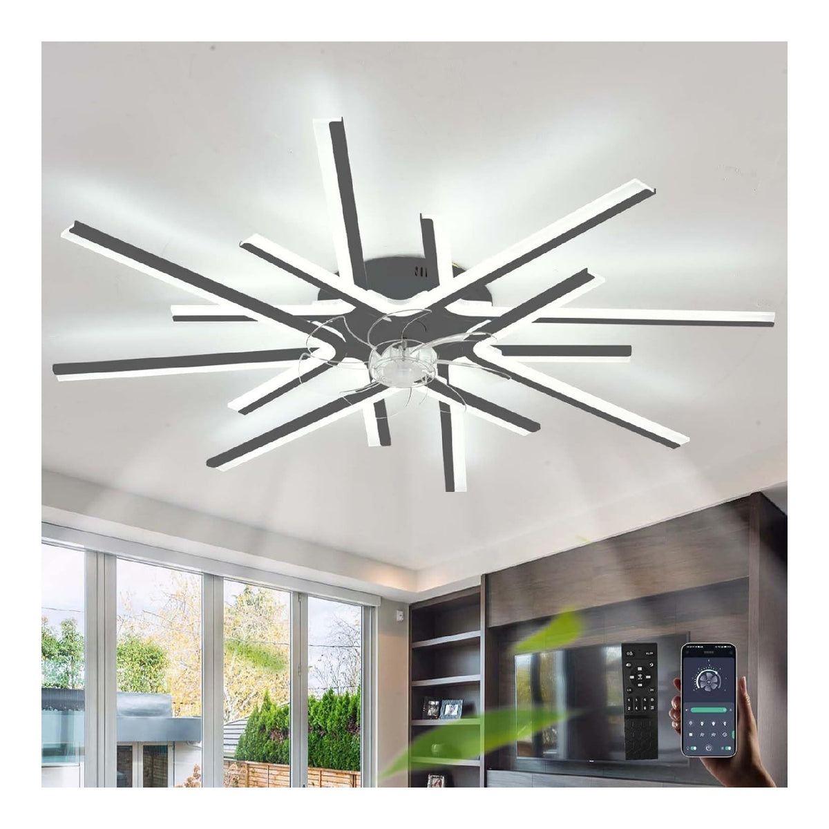 Lampadario a soffitto Intelligente Ventilatore Luce Silenzioso Plafoniera