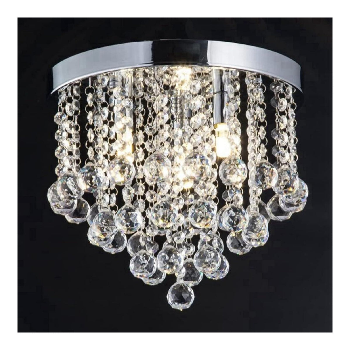 Plafoniera da soffitto con cristalli bianco