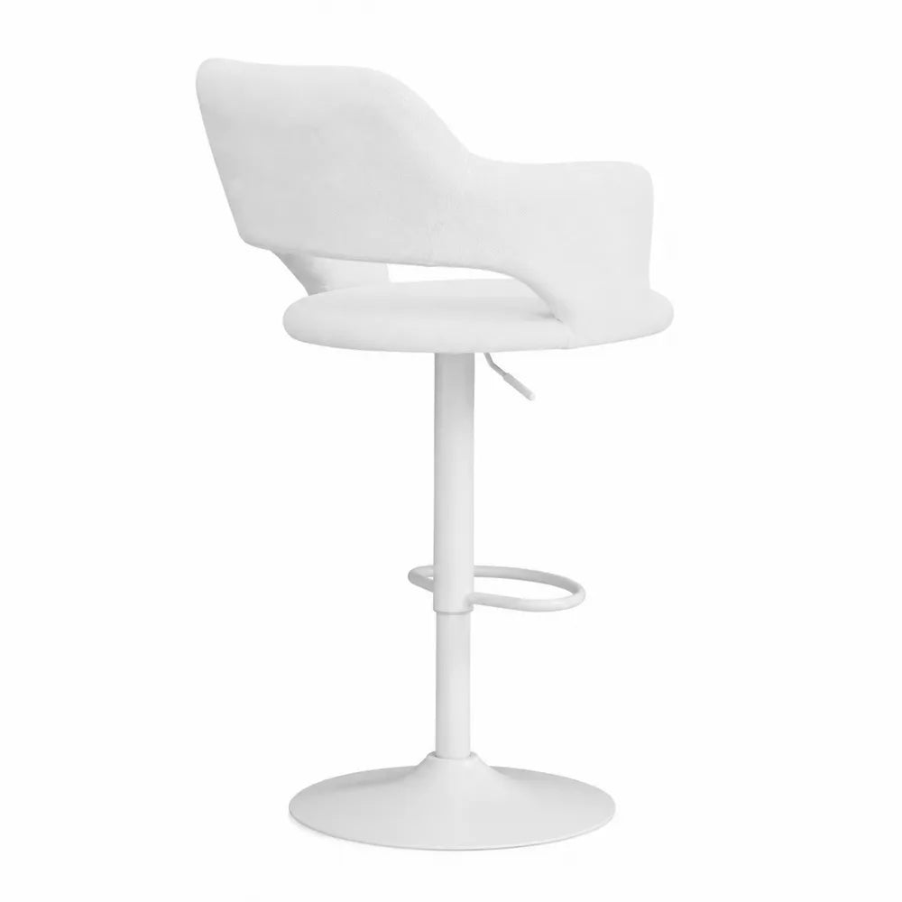 Sgabello in Metallo e Tessuto Bianco Regolabile con