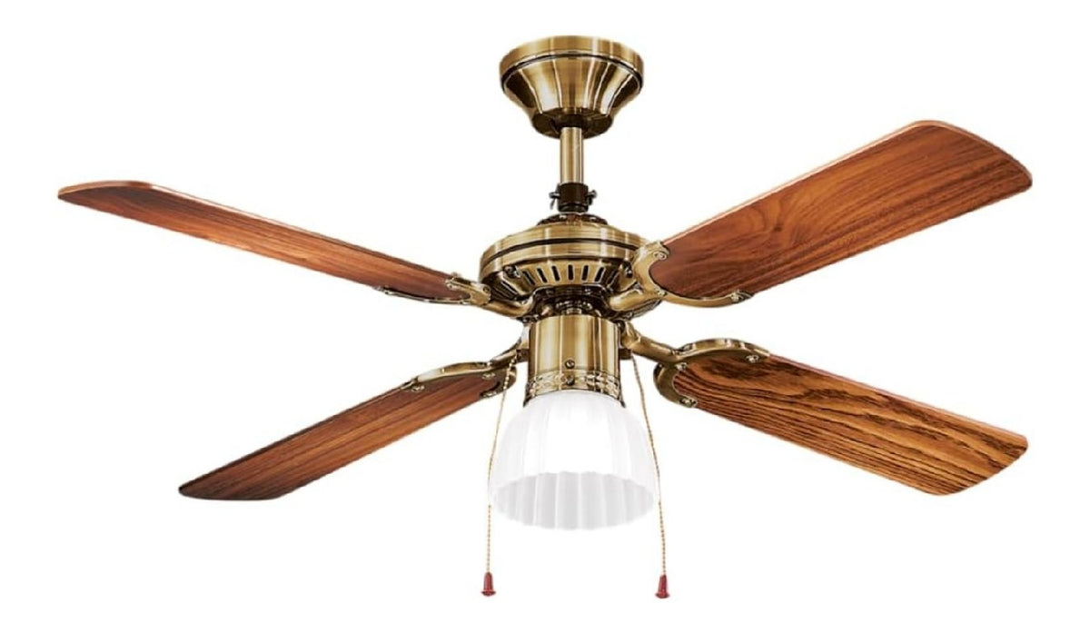 Ventilatore da soffitto con luce con telecomando con diffusore in vetro ottone