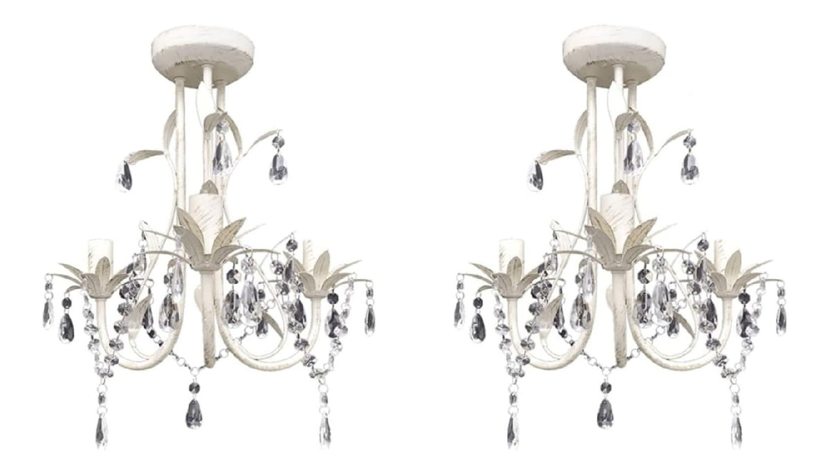 Lampada a sospensione con cristalli stile industriale bianco