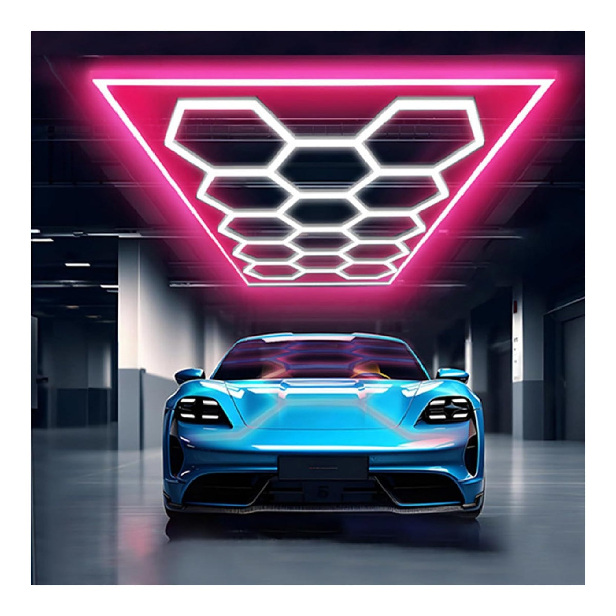 Corpo illuminante Luci esagonali garage esagonali, garage blu