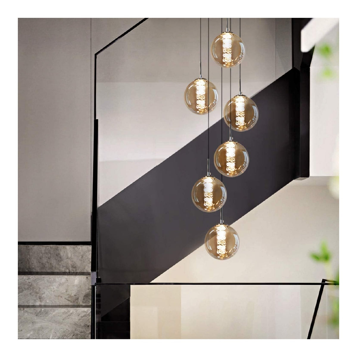 Illuminazione sospesa ERICAT Lampada Sospensione Vetro Altezza oro