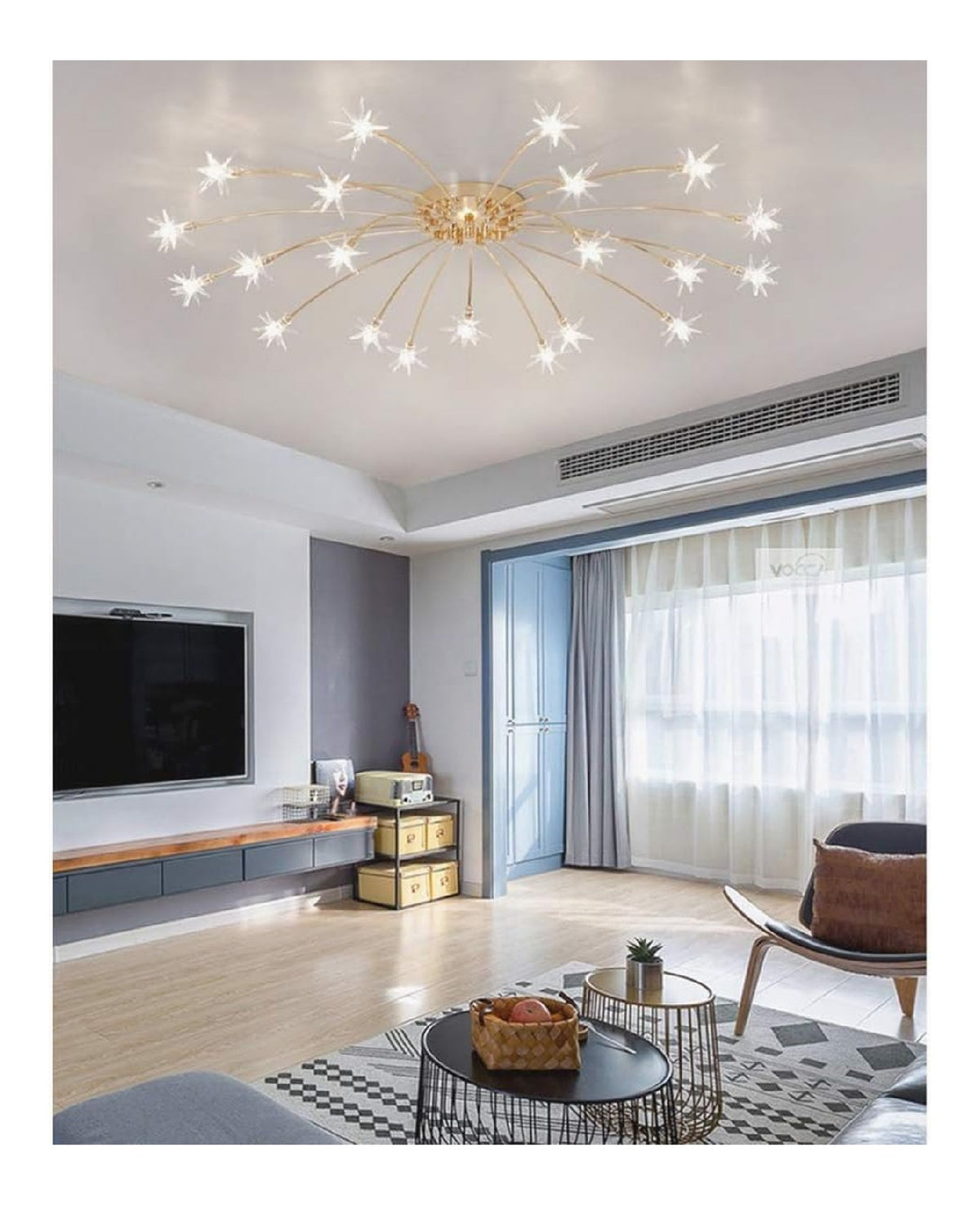 Plafoniera da soffitto diffusore in vetro 2 cm oro