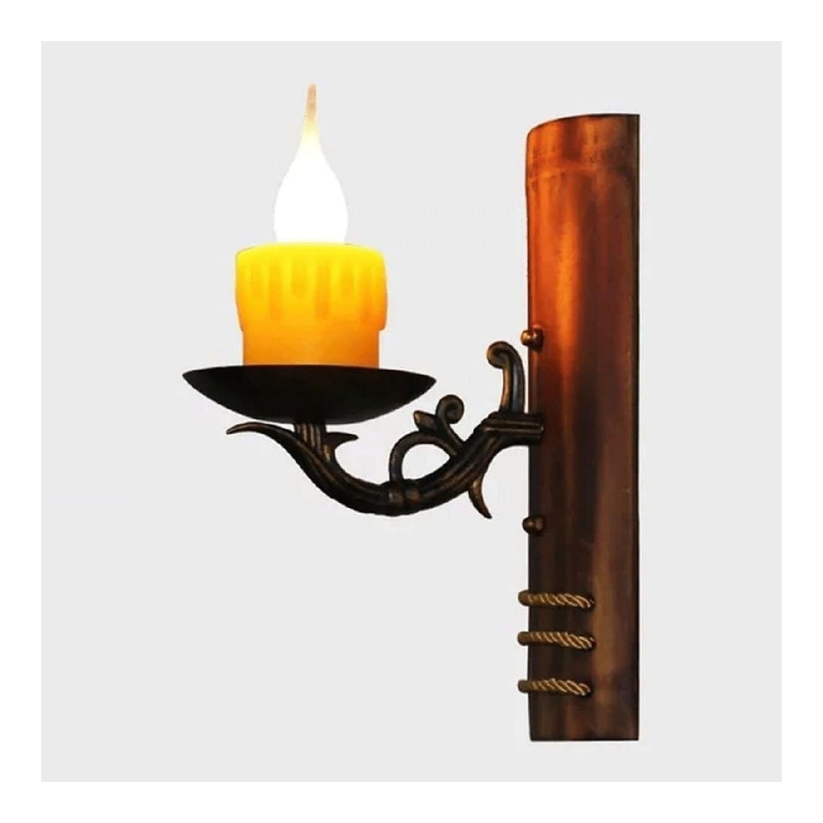 Lampada da parete Generico Lampada parete bambu nero