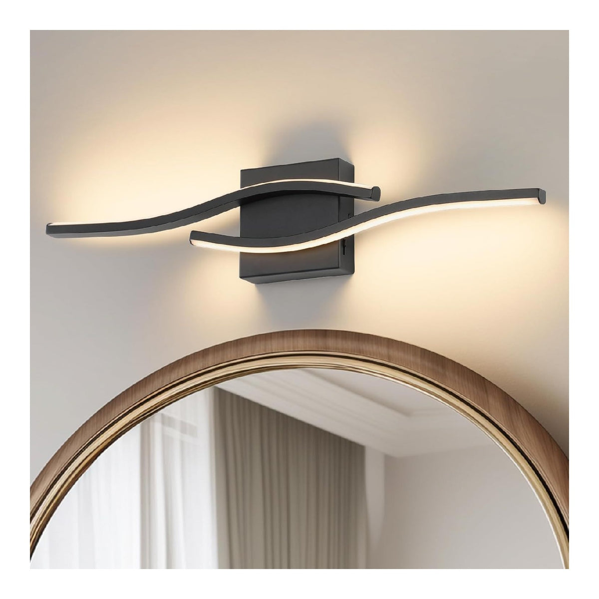 Lampada da parete Joossnwell Luce vanita apparecchi illuminazione nero