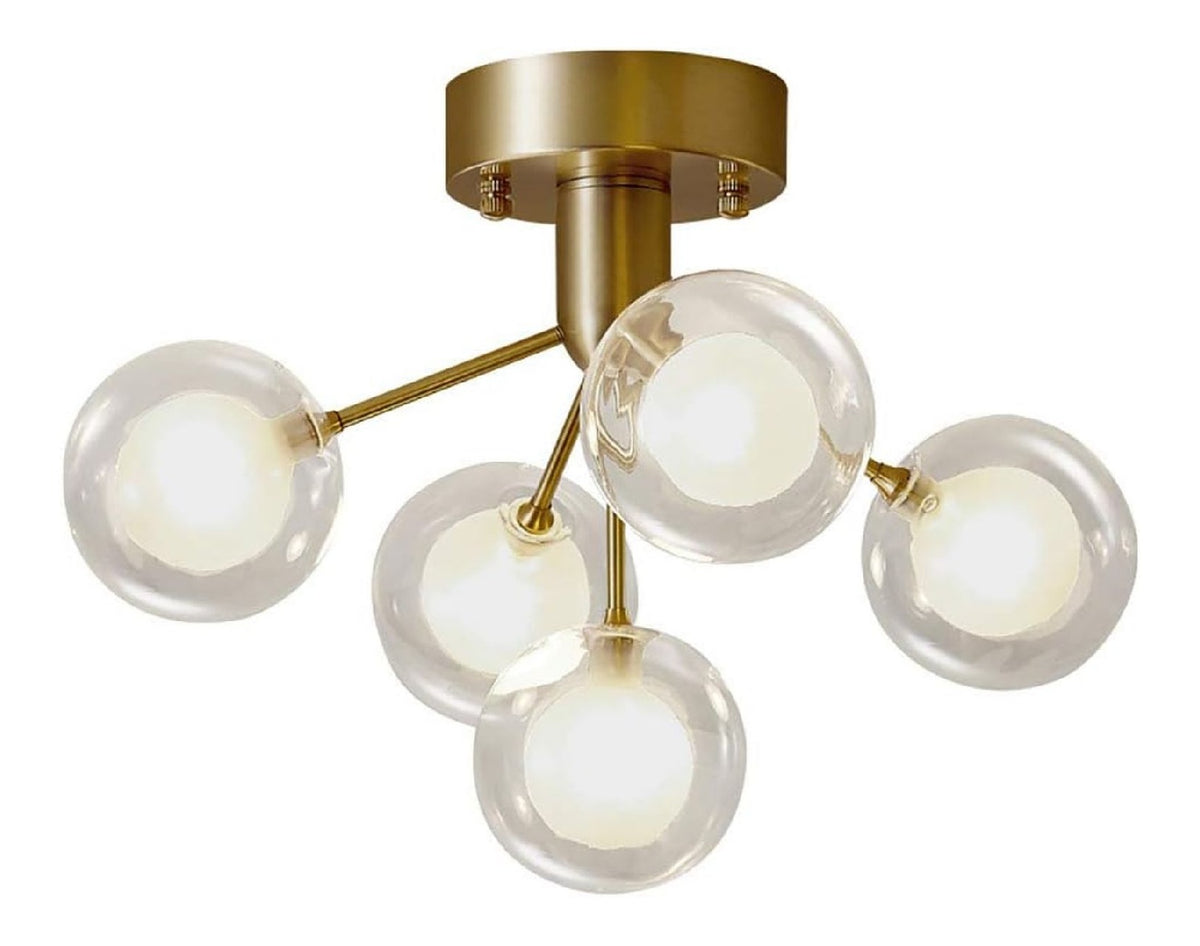 Plafoniera da soffitto con vetro finitura ottone ottone