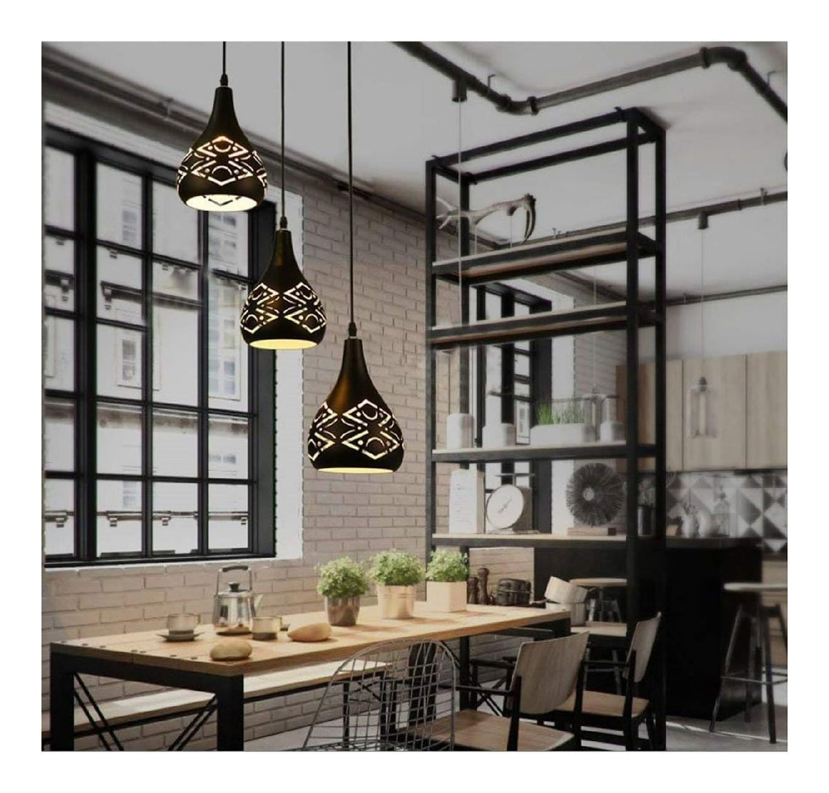 Plafoniera da soffitto struttura in metallo nero