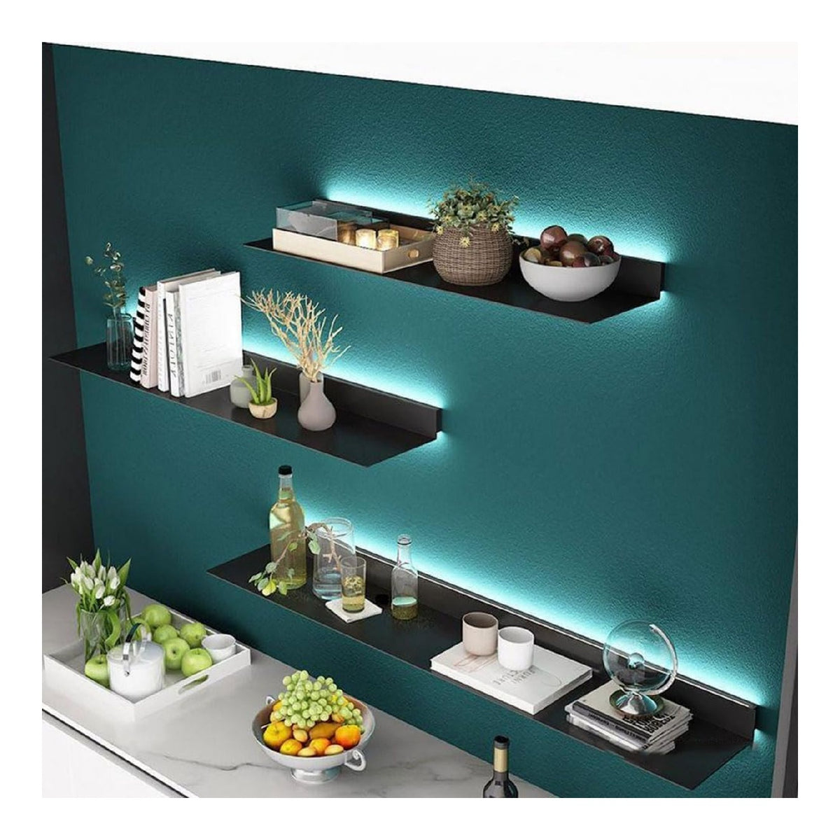 Applique da parete Mensola parete metallo illuminazione LED, nero