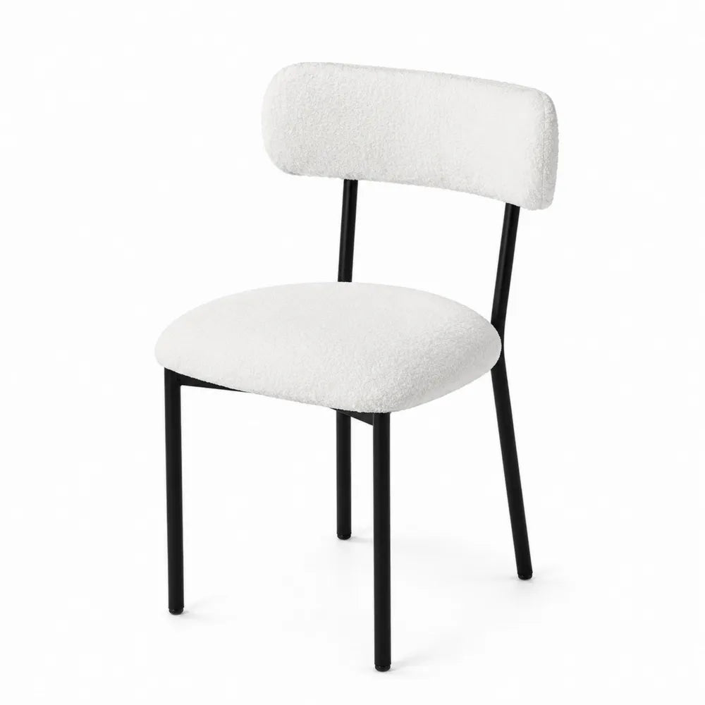 Sedia in Tessuto Boucl¨¦ Bianco e