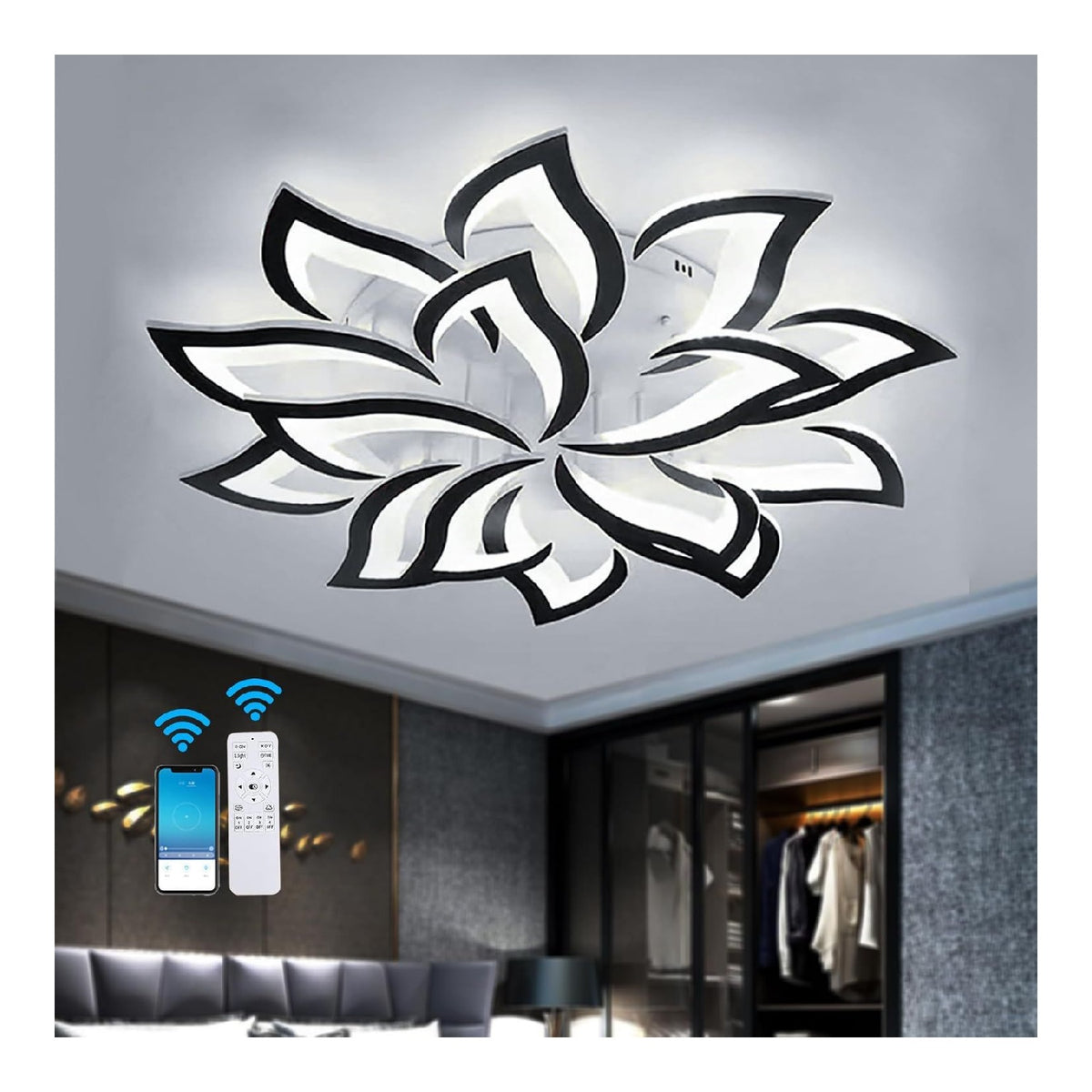 Lampadario decorativo Plafoniera Soffitto Lampadario Fiore,Lampadario Soffitto nero