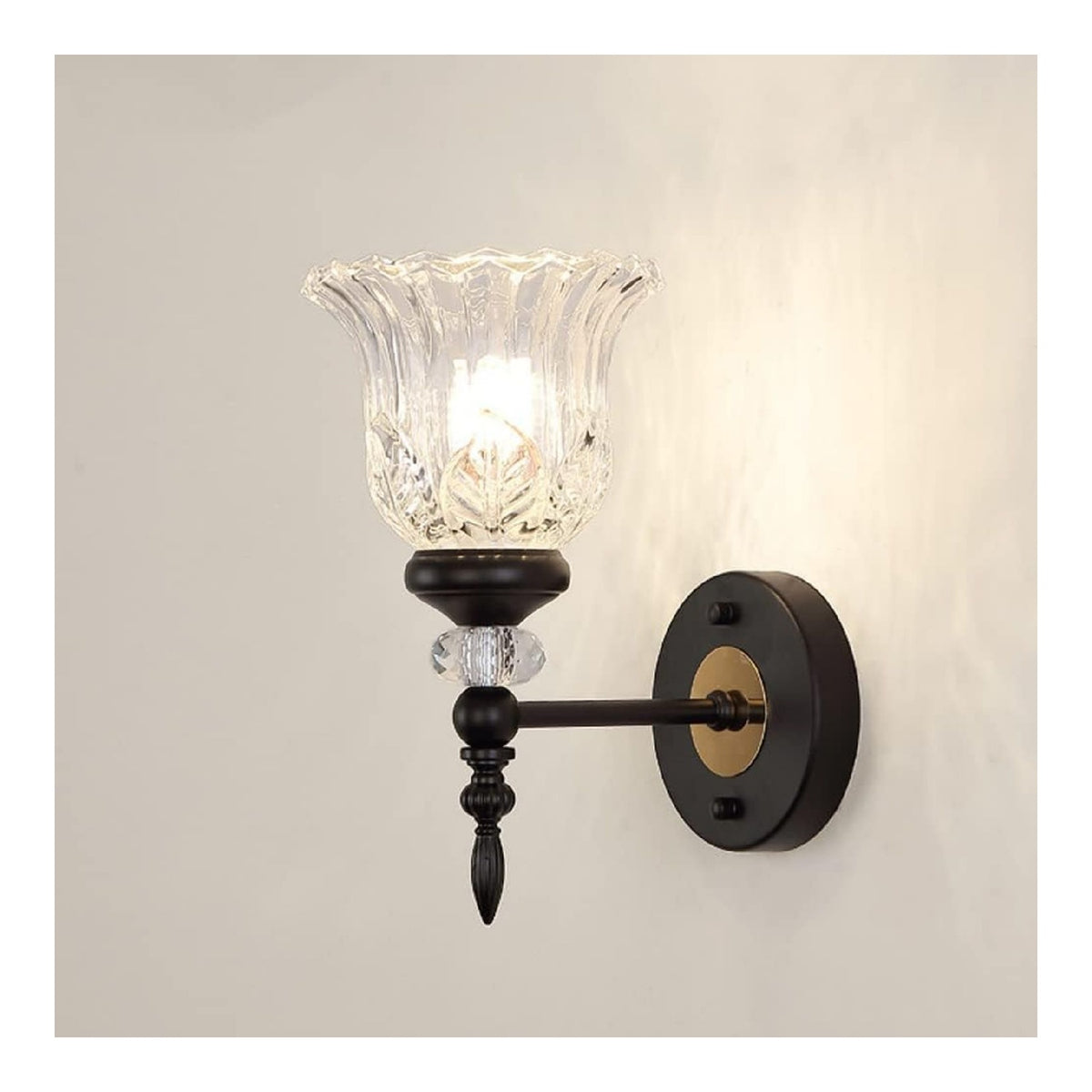 Paralume con cristalli con vetro nero Illuminazione parete Applique parete