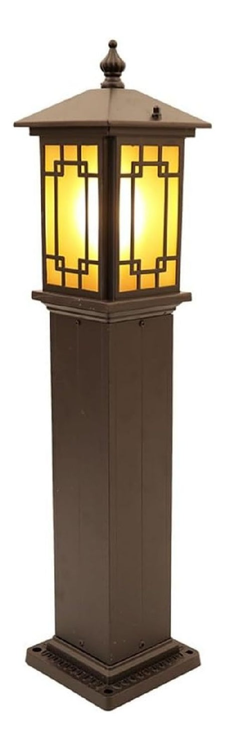 Generico Lampada colonna caffe con diffusore in vetro in alluminio trasparente