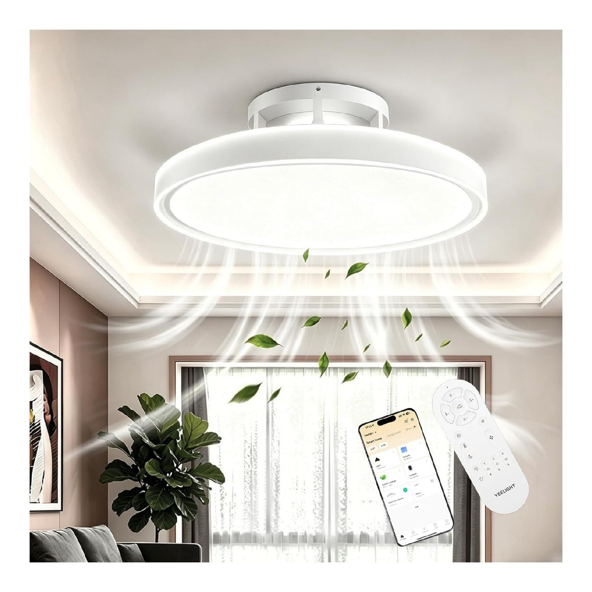 Ventilatore da soffitto con luce 48 cm dimmerabile oro