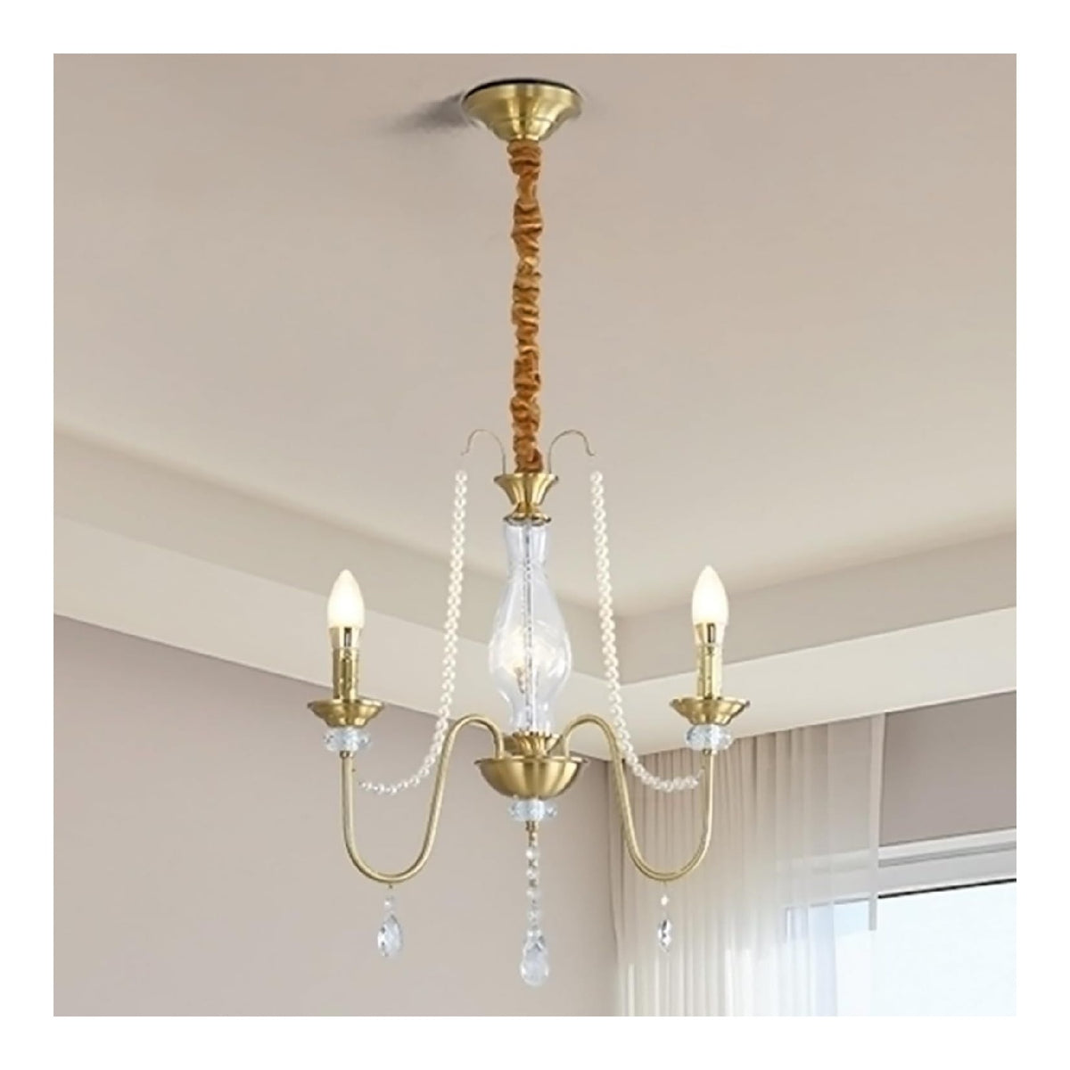Lampadario da soffitto Lampadario cristallo perline perle, illuminazione oro