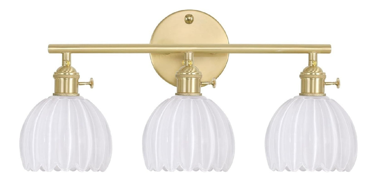 Shenmoyl Lampada bagno luci, ottone, regolabile con diffusore in vetro bianco