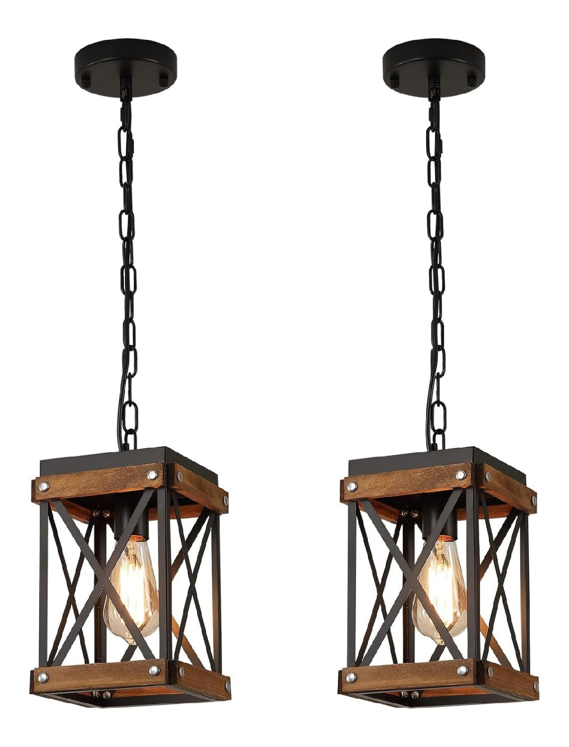 Lampada a sospensione Confezione lampade sospensione rustiche legno nero