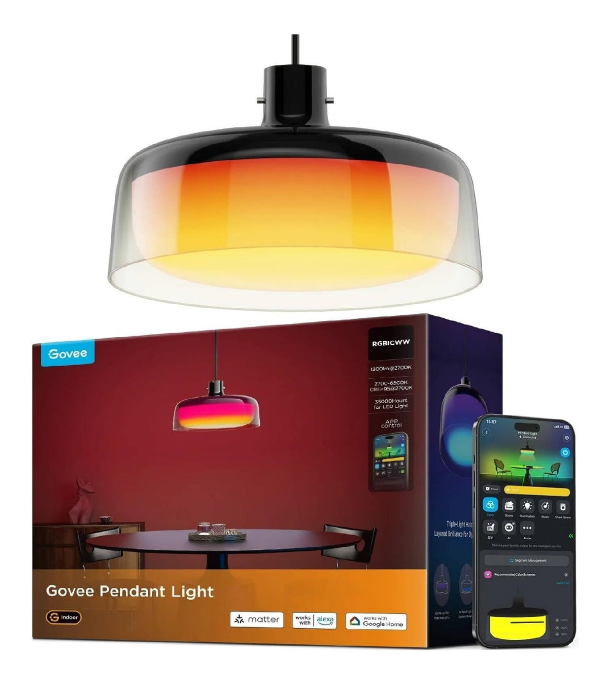 Lampada a sospensione Govee RGBICWW Lampada sospensione illuminazione nero