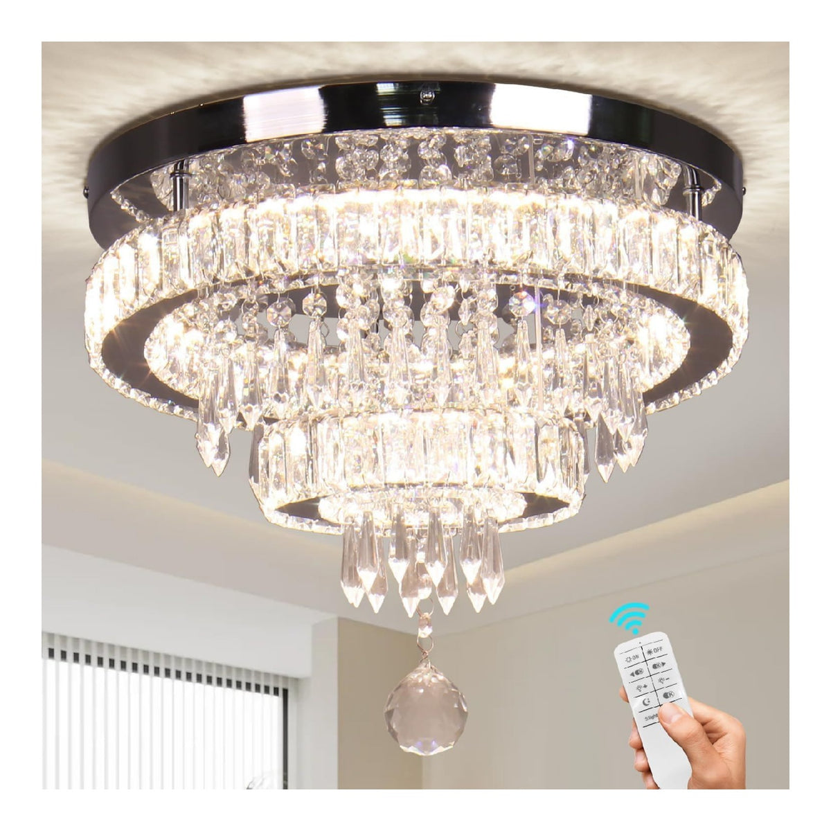 Plafoniera da soffitto Finktonglan lampadari cristallo moderni, plafoniera bianco