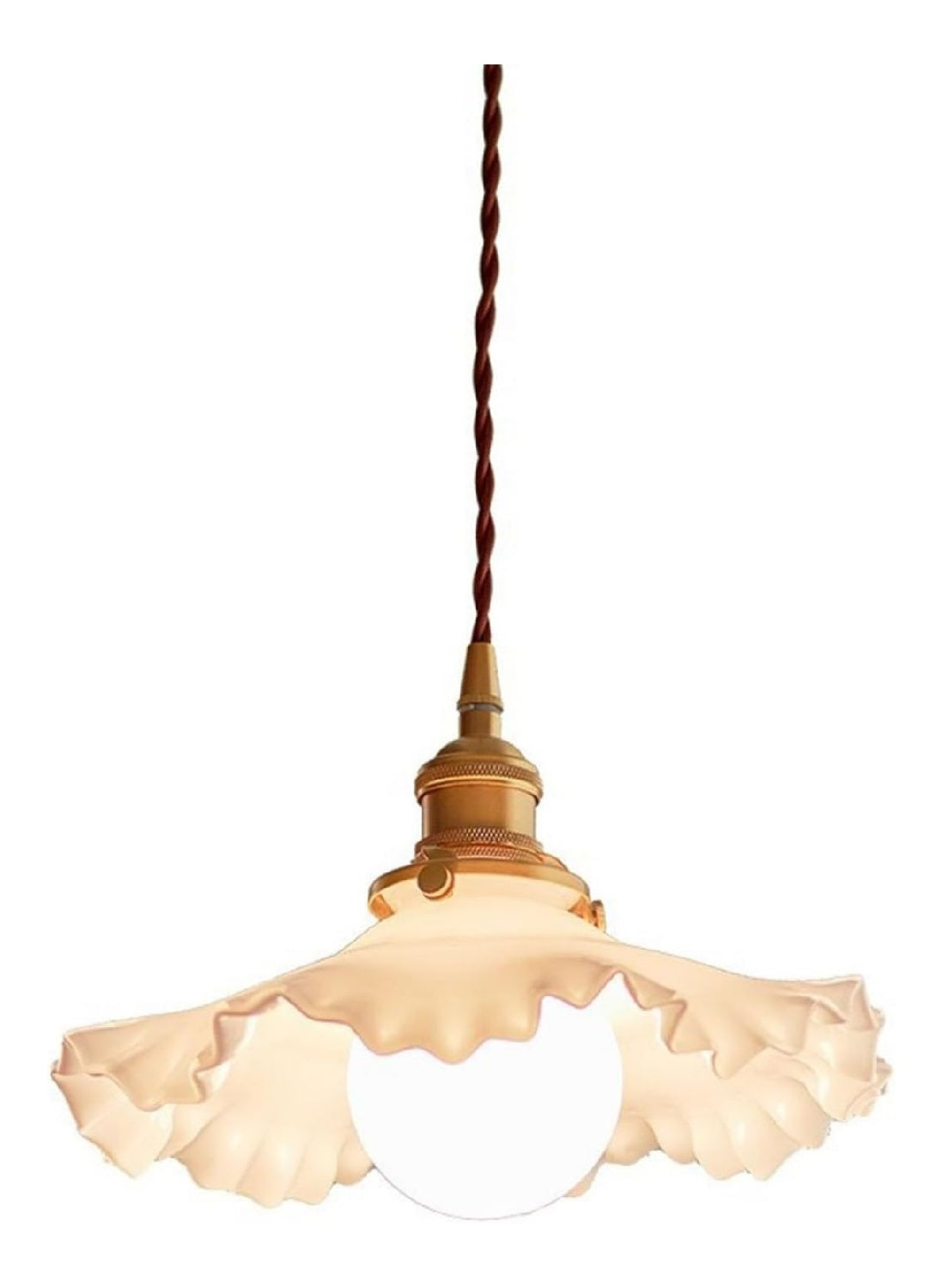 Lampadario decorativo con diffusore in vetro finitura ottone bianco