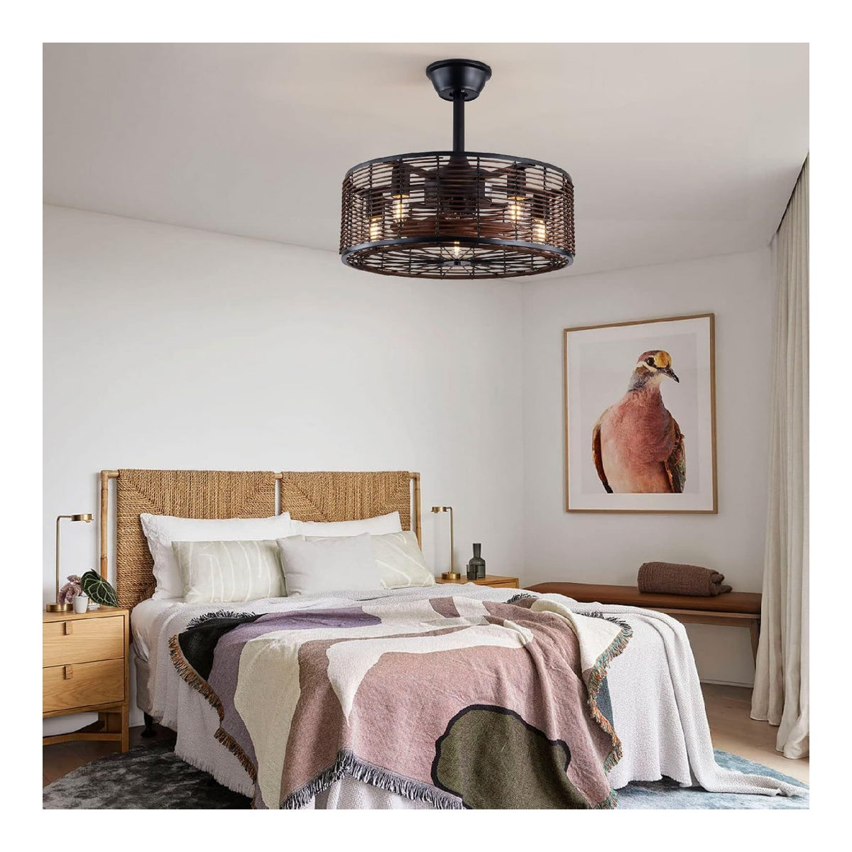 Ventilatore da soffitto con luce con telecomando regolabile nero