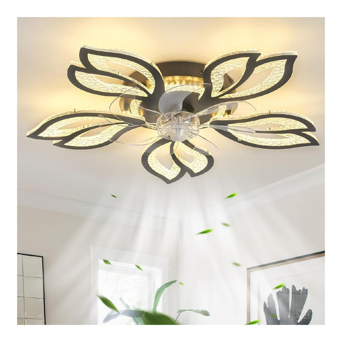 Ventilatore da soffitto con luce Lampadario Ventilatore Soffitto Design nero