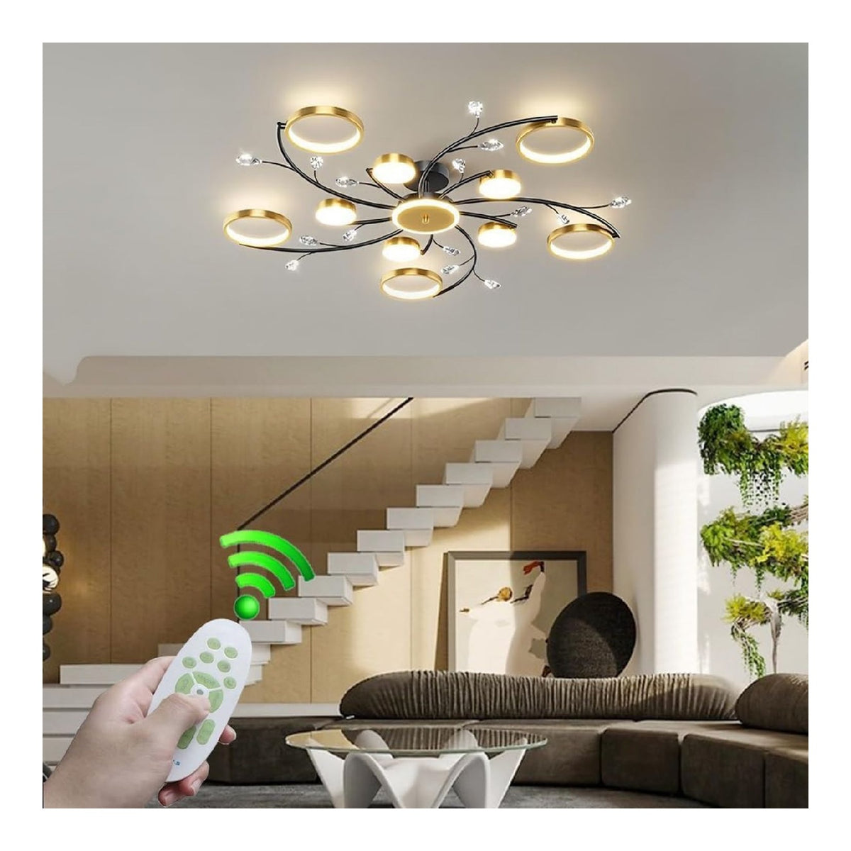 Plafoniera da soffitto dimmerabile regolabile nero dimmerabile con cristalli