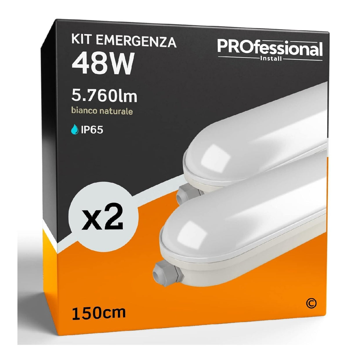 Lampada a soffitto Eurocali Plafoniera Emergenza lumen Impermeabile bianco