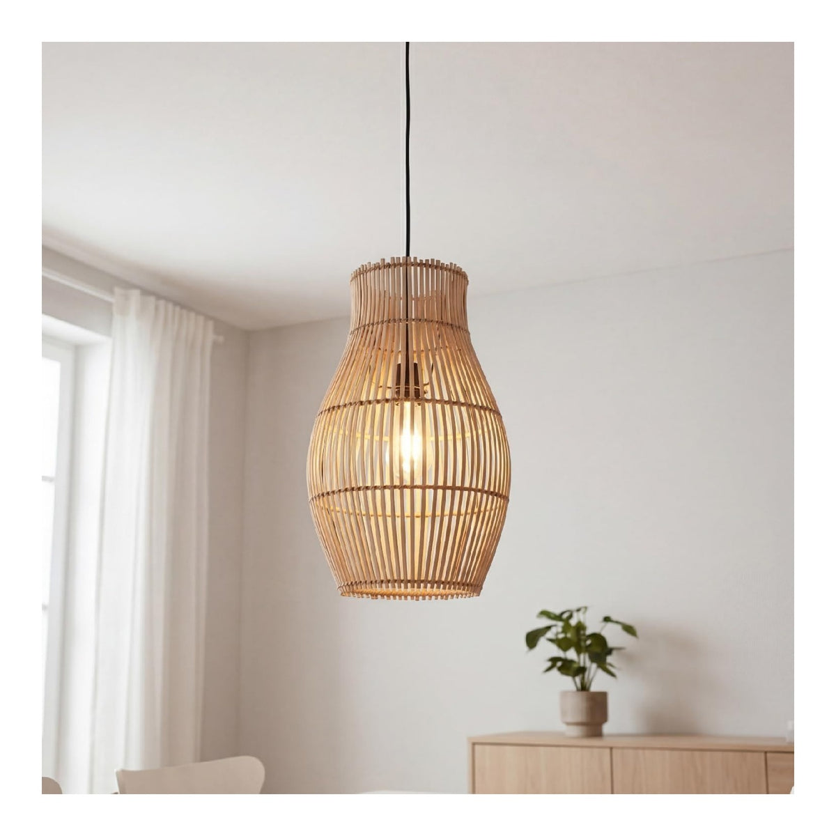 Lampada a sospensione 30 cm struttura in metallo nero