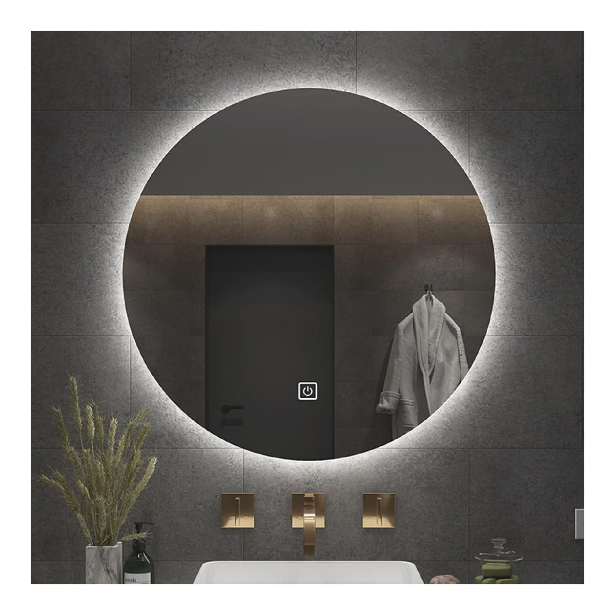 Lampada da parete Specchio Bagno Illuminato, Specchio Senza nero