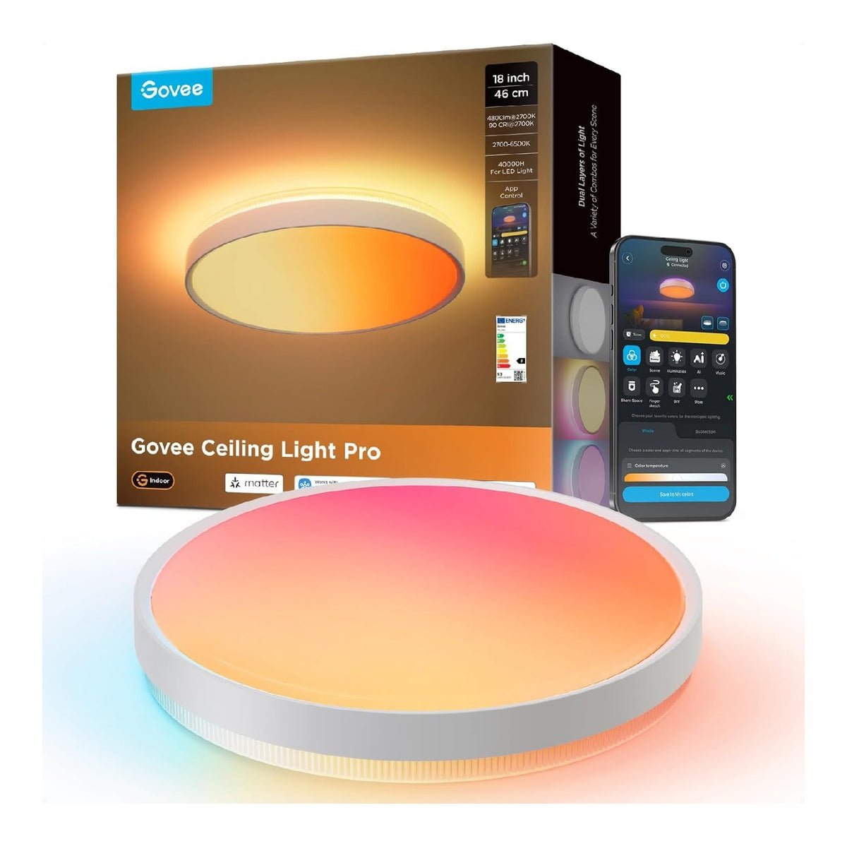 Illuminazione sospesa Govee RGBICWW Plafoniera Pro, Smart oro