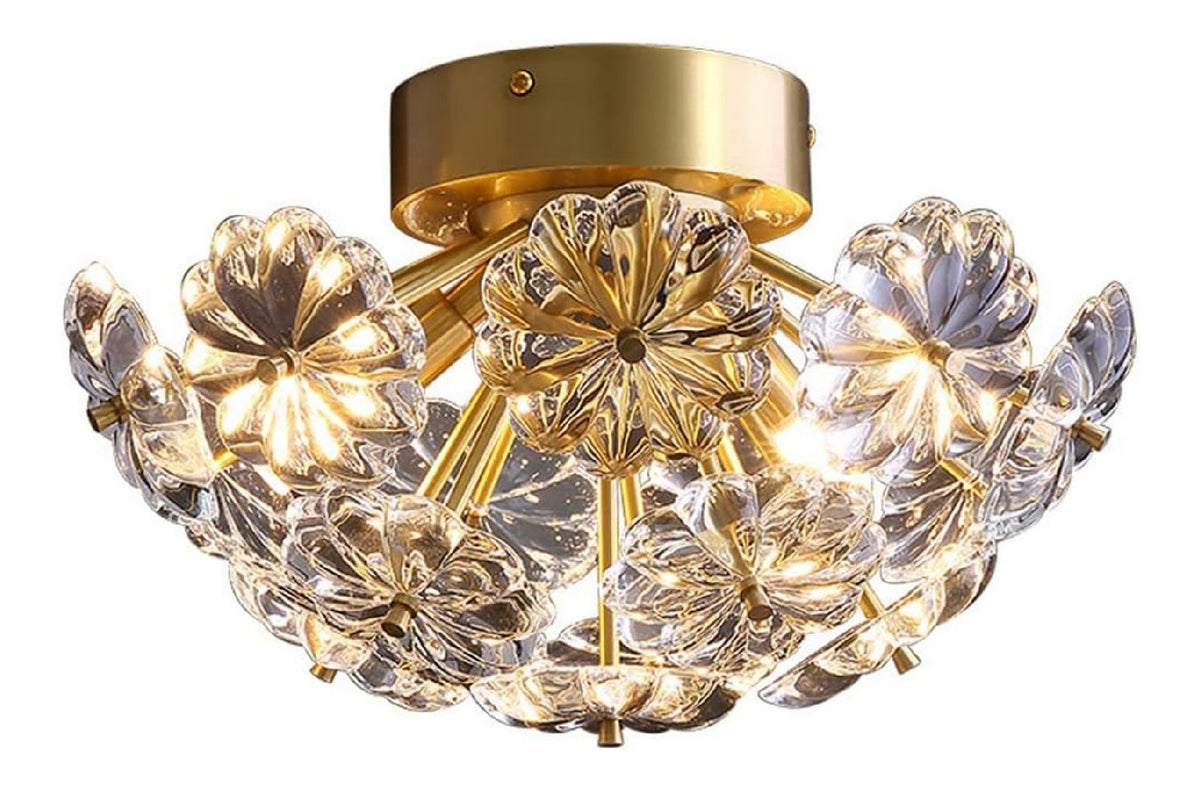 Plafoniera da soffitto dimmerabile con cristalli oro dimmerabile