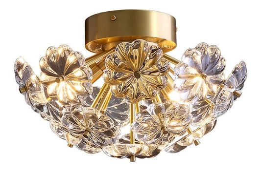 Plafoniera da soffitto dimmerabile con cristalli oro dimmerabile
