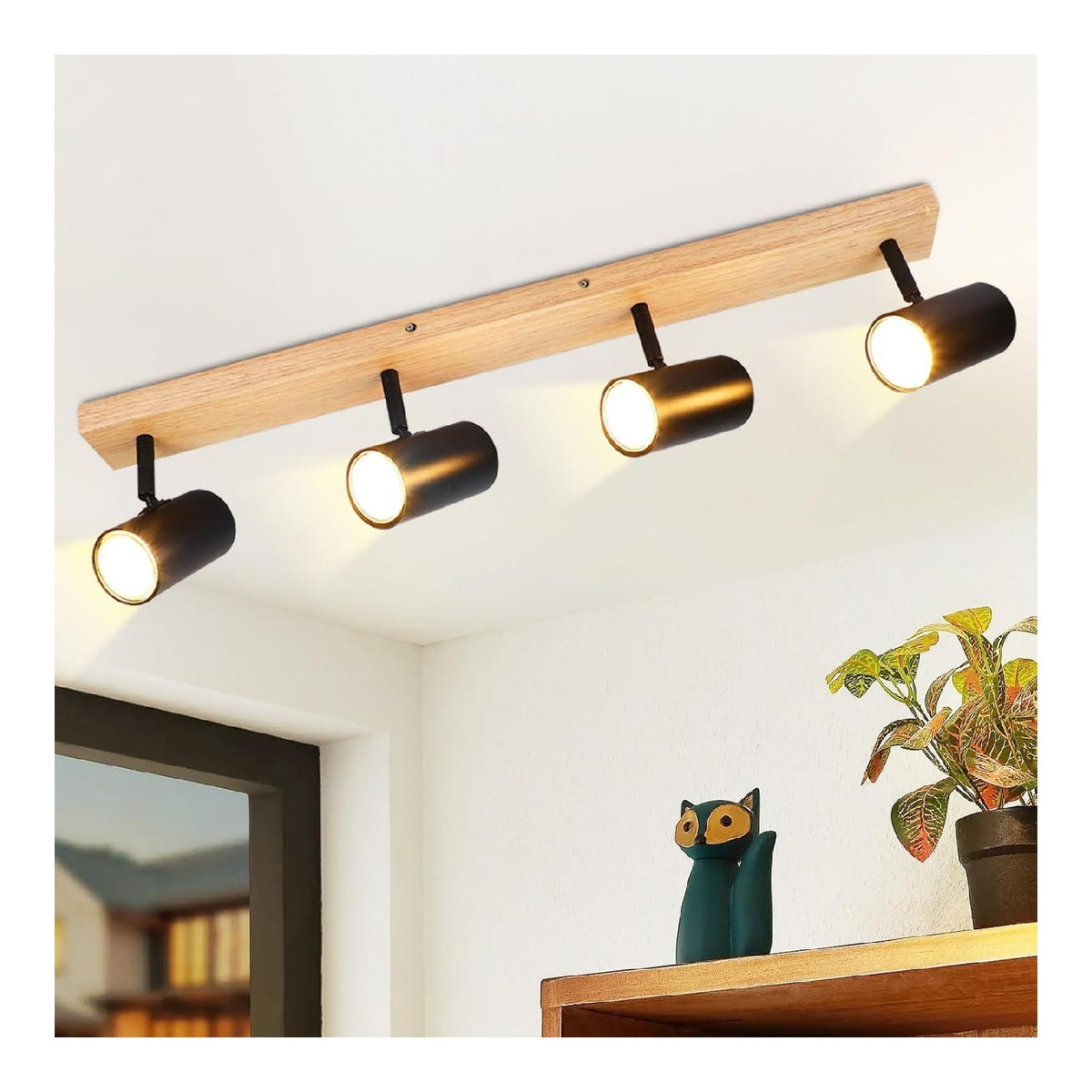 Faretto orientabile Glitzerlife Faretto Soffitto Fiamme Legno nero