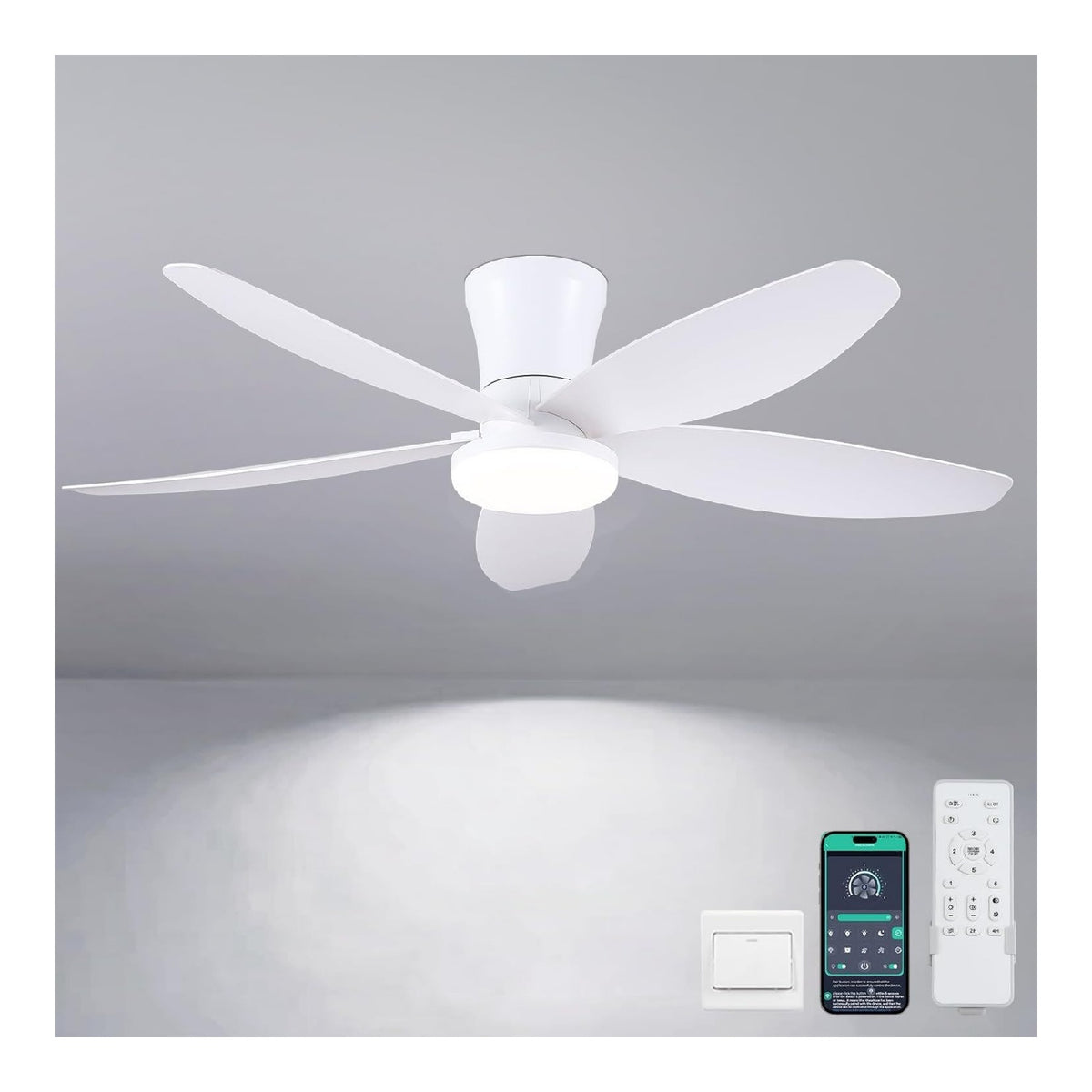 Ventilatori da soffitto LED integrato dimmerabile bianco