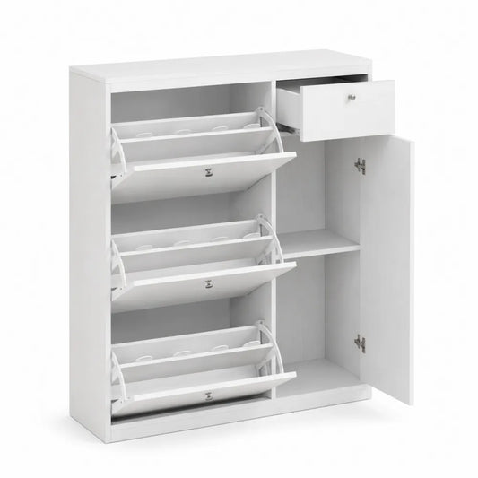 Scarpiera in MDF Bianco con Cassetto e
