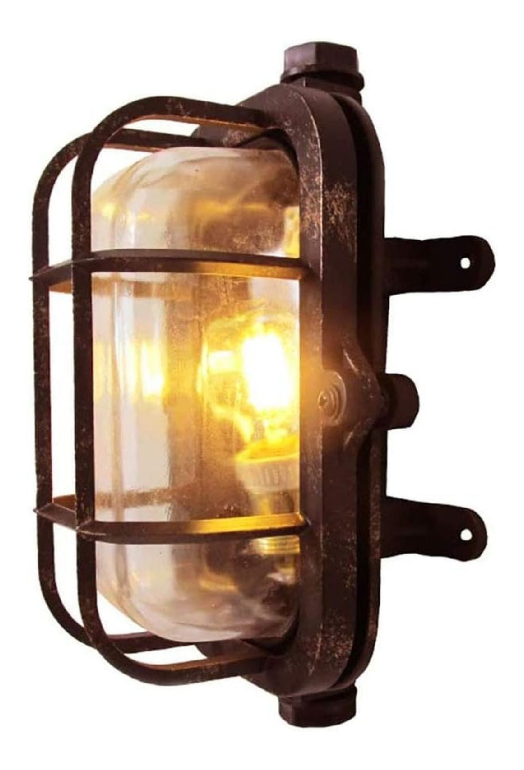 Lampadina con vetro in alluminio nero Applique parete rustica lampada