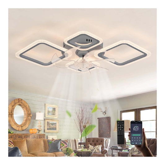Lampadario da soffitto Moderno Plafoniera Ventilatore Silenzioso Intelligente nero
