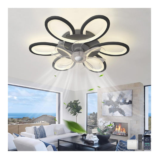 Ventilatore da soffitto con luce dimmerabile regolabile nero dimmerabile struttura in metallo