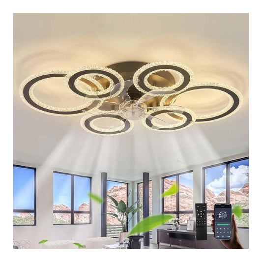Lampadario decorativo Reversibile Lampadario Ventola Moderno Plafoniera nero