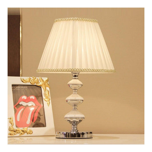 Lampada da tavolo cromo Europea Bouffant tessuto camera