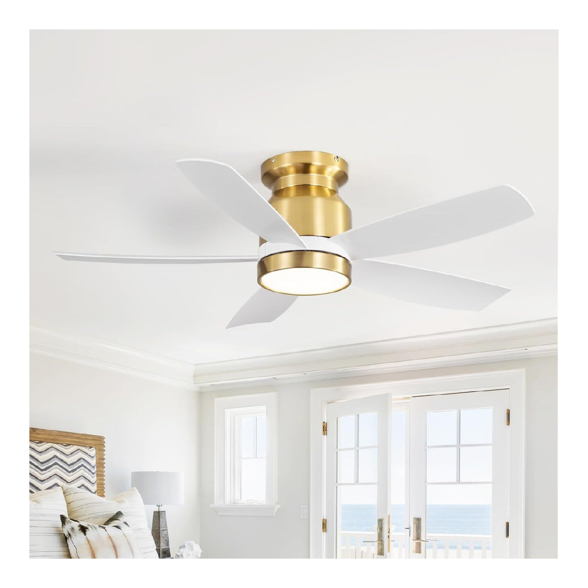 Ventilatore da soffitto con luce 107 cm regolabile bianco