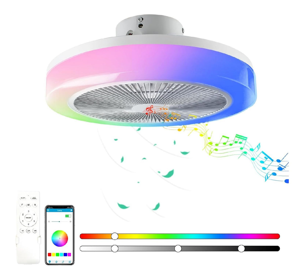 Dimmerabile ventilatore da soffitto con luce regolabile blu