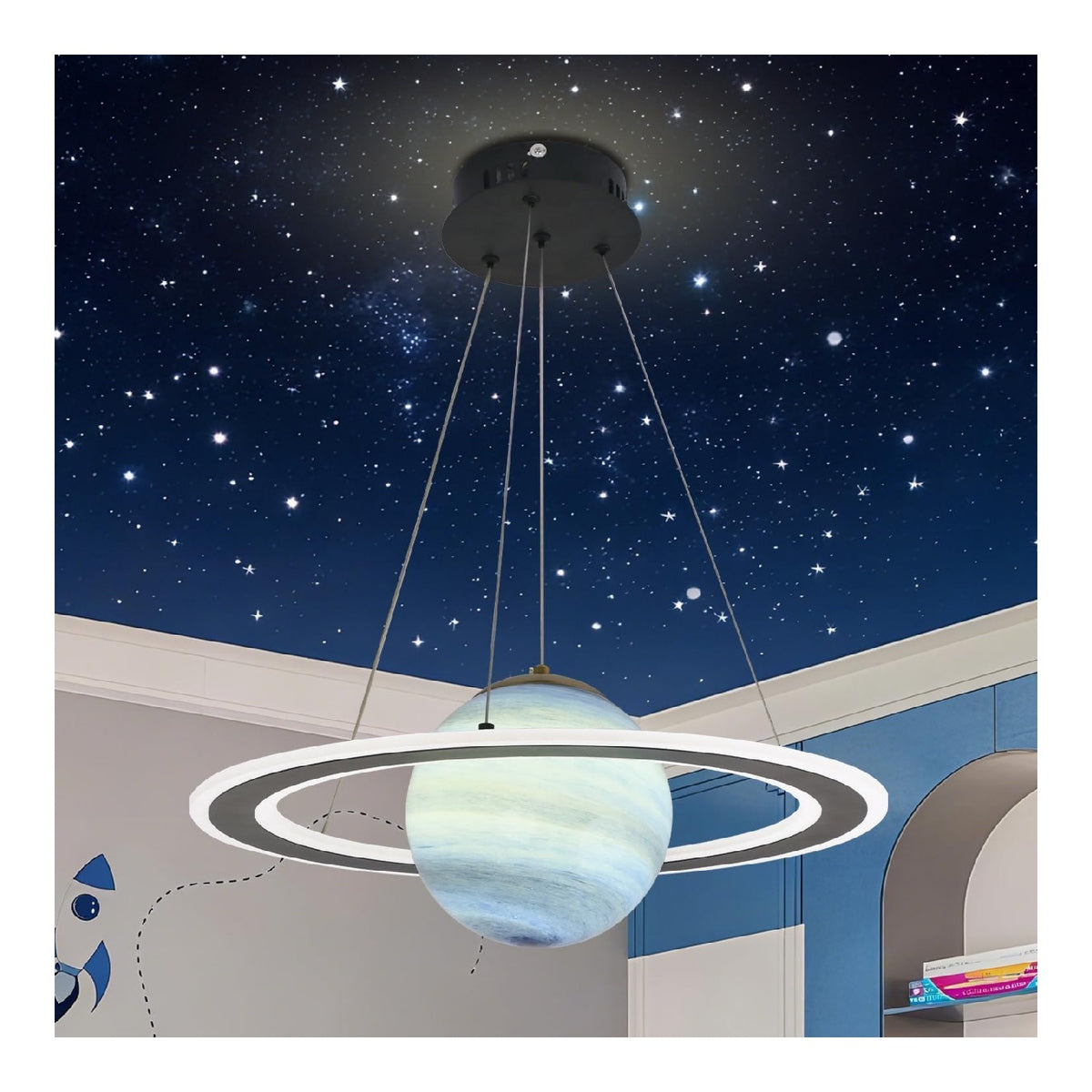 Lampadario decorativo Lampade sospensione Pianeta cameretta bambini nero