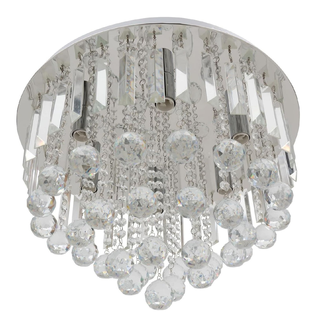 Lampada a sospensione 48 cm con cristalli trasparente