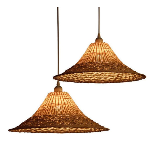 Illuminazione sospesa Lampadario bambu secchio cappello paglia nero