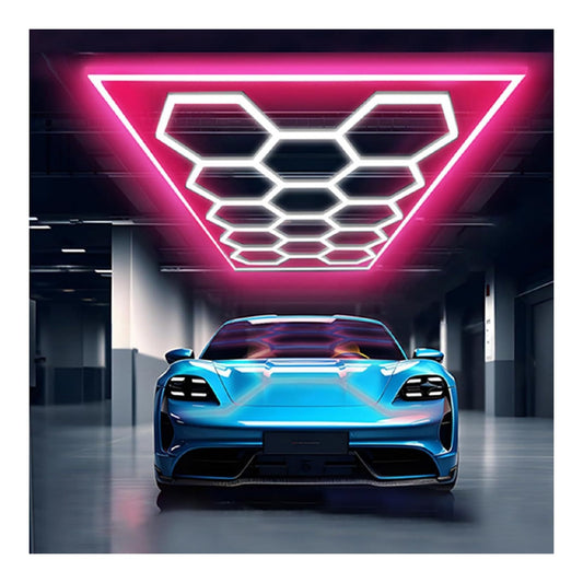 Corpo illuminante Luci esagonali garage esagonali, garage blu